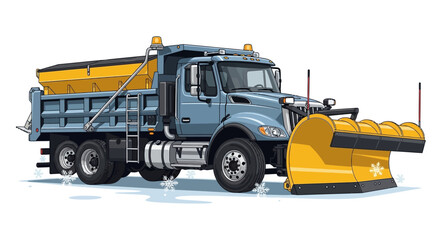 Obraz premium Snowplow truck, winter road maintenance vehicle, snow removal equipment