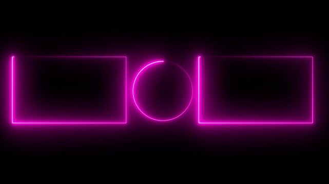 Neon glowing end screen template with animated rectangles and circle for you tube outro and social media branding, Subscribe button and outro for gaming and video channels You tube End screen 