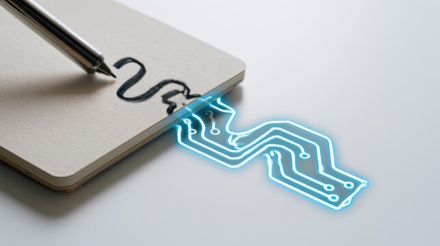Pen draws circuit line from sketch, merging analog with digital