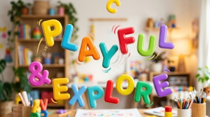 Fototapeta premium Vibrant Playful Explore Concept for Kids' Learning Environment