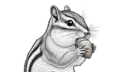Chipmunk Holding Acorn in Paws. © Kembang