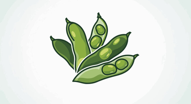 A cluster of green lima beans, some split open, with a light background