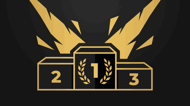 Luxury gold and black winners podium illustration for sports championship background