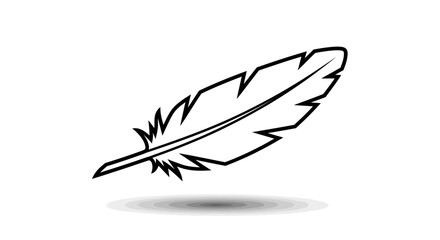 Black feather icon, simple illustration, minimalist design element © Adam