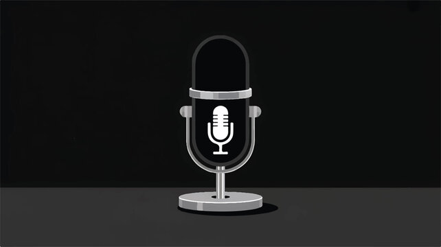 Microphone on stand with shadow effect recording studio audio equipment