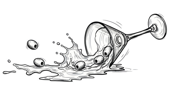 Martini glass with liquid splashing out.