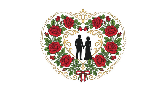 Crown of thorns easter egg love couple romance heart symbol illustration design
