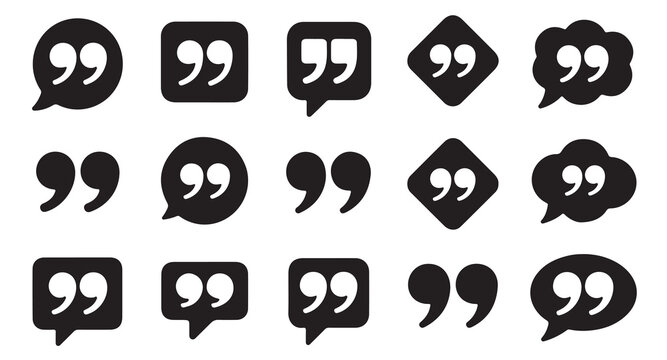 Modern speech bubble quotation icons for social media posts and blog article highlight boxes.