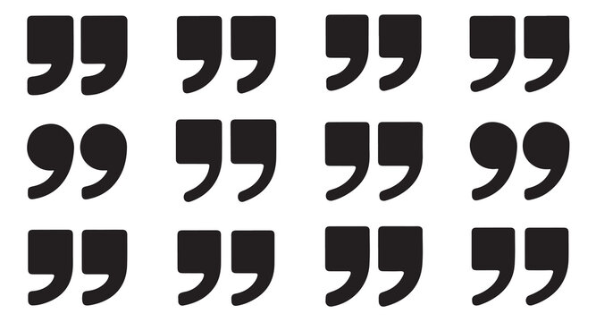 Square and rounded quotation mark symbols for professional print and digital media branding.