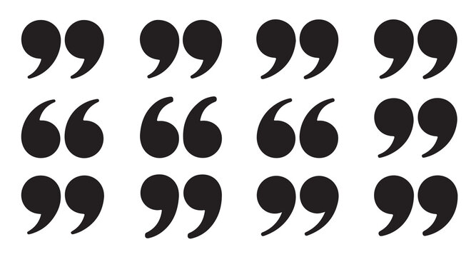 Minimalist quote icons set featuring simple black punctuation symbols on white background.