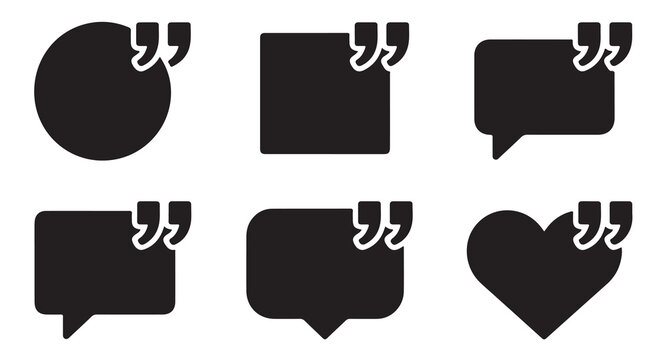 Speech bubble shapes with quotation marks for testimonials and important callout phrases.