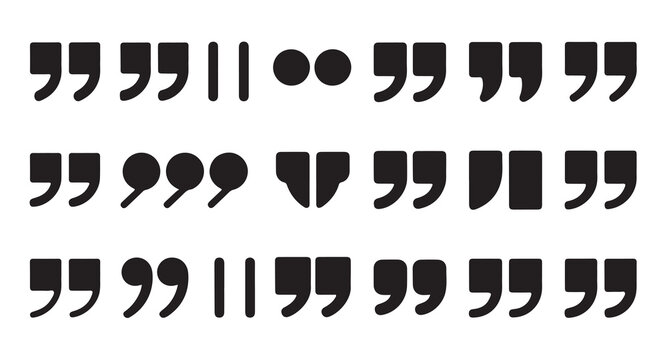 Extensive library of quote marks and punctuation symbols for diverse graphic design tasks.