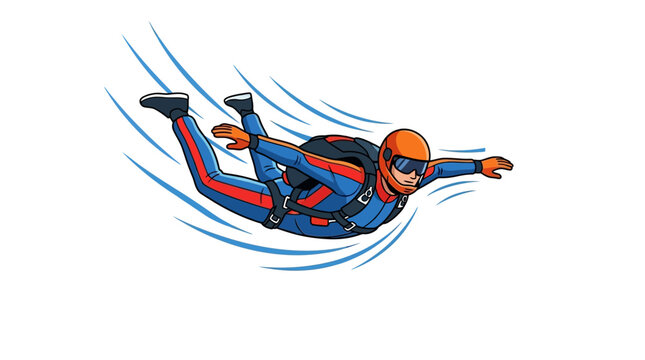Skydive vector graphic design of a person in freefall motion