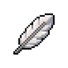 Fototapeta premium Pixel art feather vector illustration isolated on white