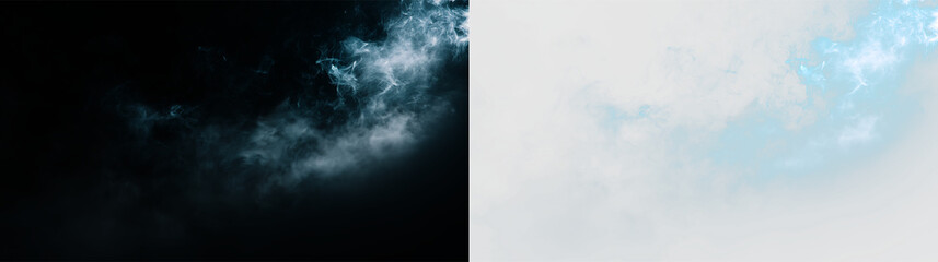 Clouds drift in the blue sky with soft light and clarity, creating a natural scene without any distractions or objects, PNG with a light overlay © Liubov