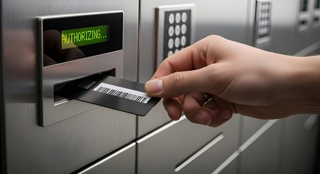 Card insertion process for secure access and lockbox authorization
