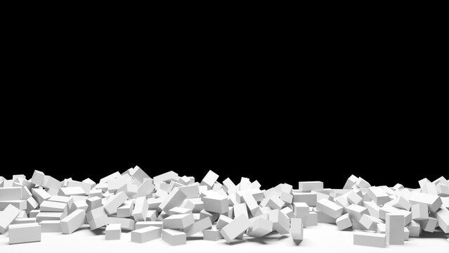 pile of white cubes on black background