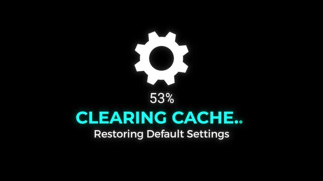 Clearing Cache Tech Screen Animation with Reverse Percentage Counter Loop
