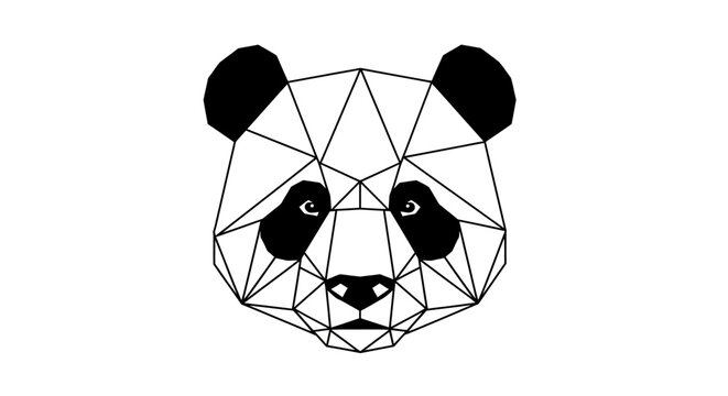 Geometric Panda Bear Face Illustration.
