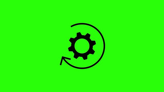 Modern Computer System Processing Icon with Spinning Cog and Loading Arrow