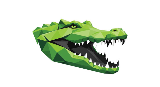 Green Polygonal Crocodile Head.