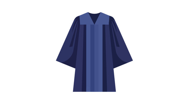 Blue Academic Graduation Gown and Robe Illustration for University or College Ceremony Isolated on White