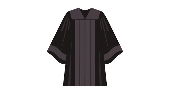 Professional Black Graduation Gown or Academic Robe Illustration for Education and Legal Ceremony