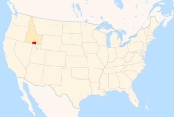 Fototapeta premium Locator Map of the County Cassia (Idaho, US) showing the Contiguous United States with the highlighted County