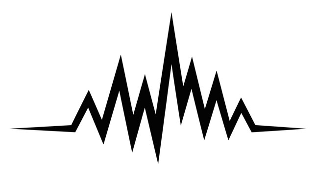 A stylized black waveform graphic design.