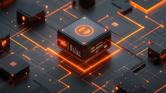 3d render of cybersecurity concept featuring smart home hub on a high-tech laboratory...