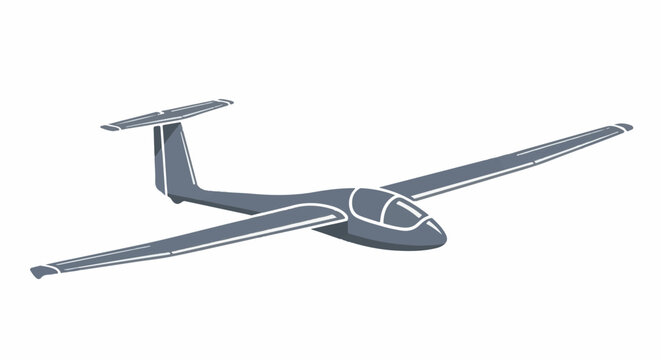 Grey glider airplane with wide wings and white outlines