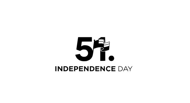 51st Independence Day Minimalist Logo Design with Waving Flag
