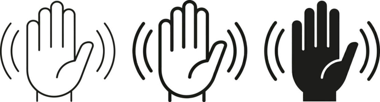 hand gesture waving goodbye or refusal
