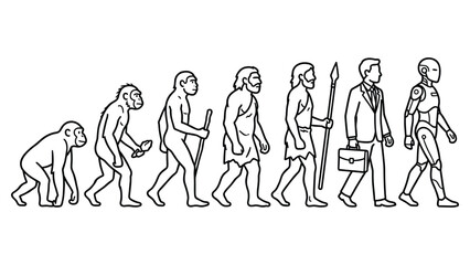 Evolution of man from monkey to robot walking sequence progress concept vector. © MdJubayer