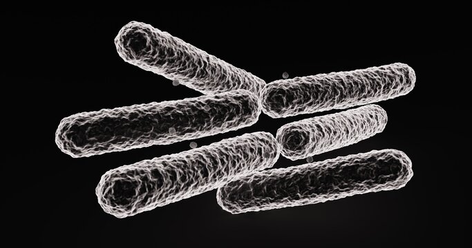 3d model of a small colony of Coli bacteria as seen through a SEM (scanning electron microscope). Not AI generated