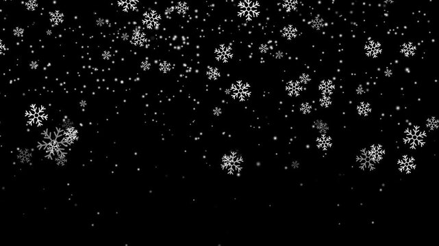 snowflake and particle dark and grain processed,Animation with falling snowflakes seamless loop. 
Alpha channel. particles slowly falling motion graphic, transparent background.
