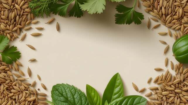 Grains and herbs frame
