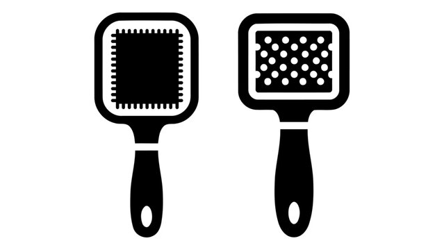 Pet grooming brush set icon, vector illustration of grooming tools for dogs and cats