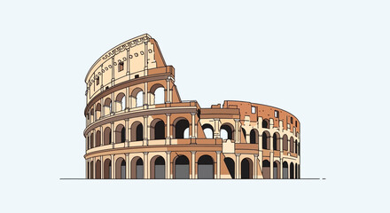 Fototapeta premium Colosseum illustration, ancient roman amphitheater, iconic landmark, travel destination