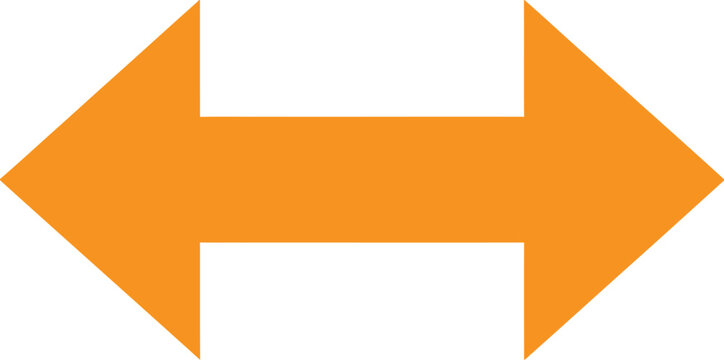 Orange double sided arrow pointing to the left and right sides