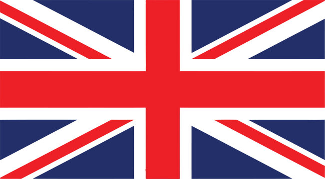 National flag of the united kingdom with red white and blue colors