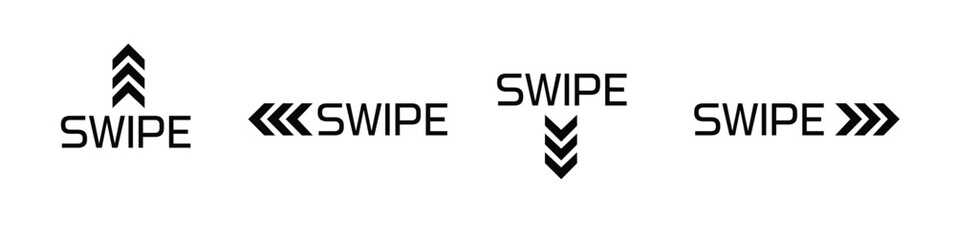 Swipe icon set. Right  left  up  and down slide or scroll hand sign. Drag buttons symbols. Suitable for apps and websites ui designs © KhaerulL