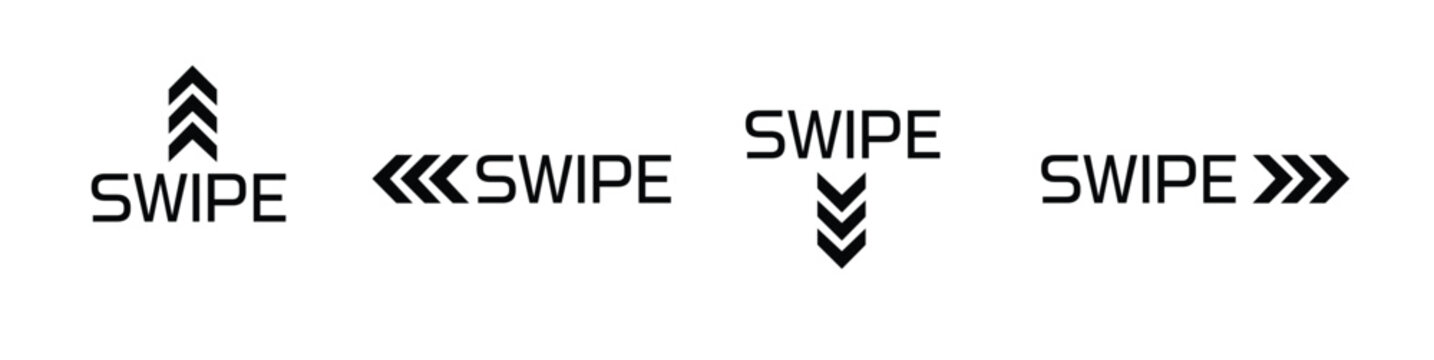 Swipe icon set. Right  left  up  and down slide or scroll hand sign. Drag buttons symbols. Suitable for apps and websites ui designs
