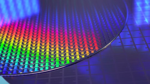 Silicon wafer for manufacturing semiconductor of integrated circuit.Electronic circuit designs have been built onto the wafers using micromaching including photolithography