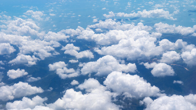 White Clouds and Blue Sky Aerial View from Above