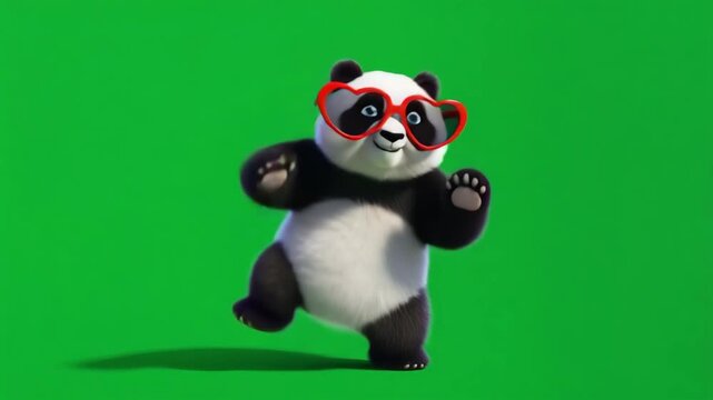 Cute Panda Wearing Glasses Dancing Cartoon Animation