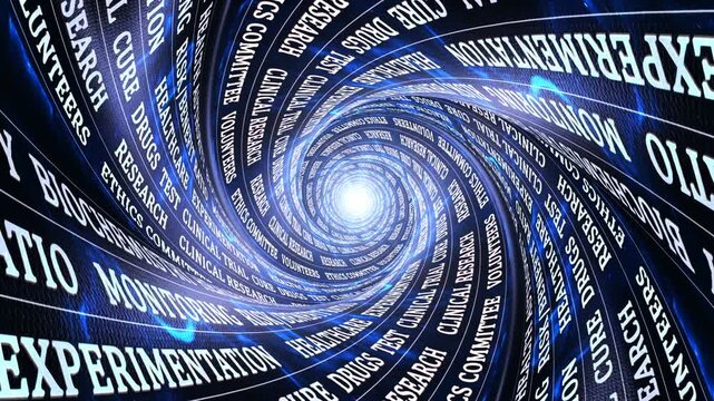 CLINICAL TRIAL Keywords on the Tunnel Walls, Animation, Background, Loop
