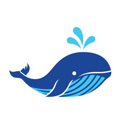 Naklejka premium Stylized blue whale vector illustration with water spout.