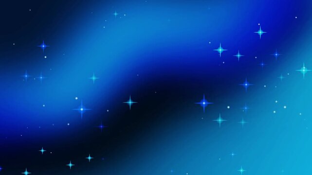 A vibrant blue and black starry night sky with sparkling stars, perfect for background animation and wallpaper graphics.