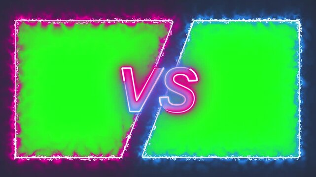 Animated Neon Energy Versus Split Screen Frame. Looping VS Fight Overlay on Alpha Channel.